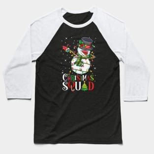 Christmas Squad Funny Xmas Dabbing Snowman Christmas Lights Baseball T-Shirt